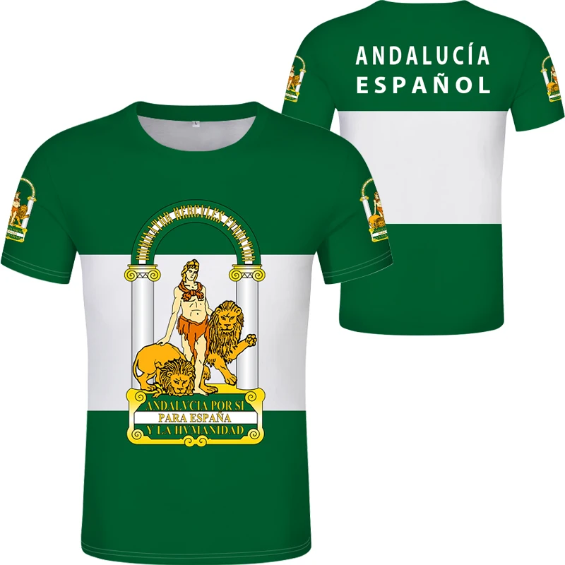 

Men's Brand Fitness Tracksuit Andalusia Sevilla T-shirt Print Flag Word Malaga Cadiz Granada Huelva Almeria Harajuku T-shirt