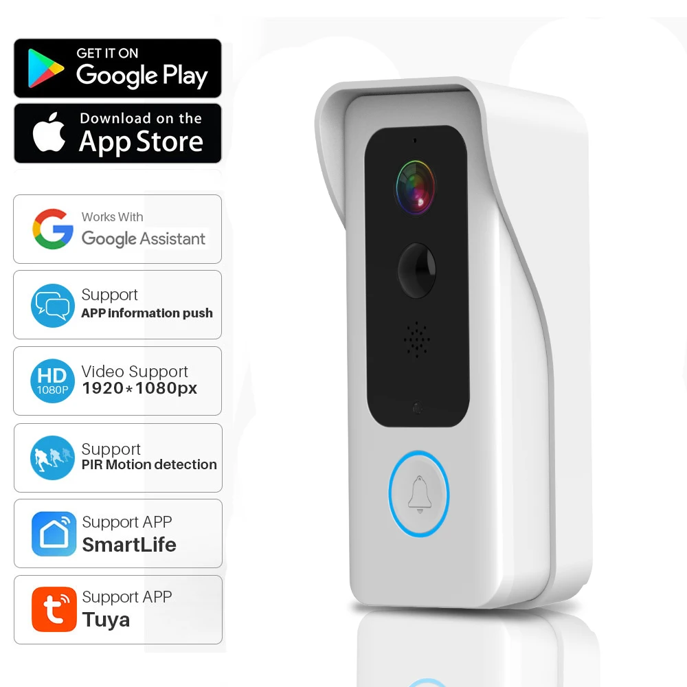 Умный Видеозвонок Tuya с Wi-Fi и ИК-подсветкой 1080P |