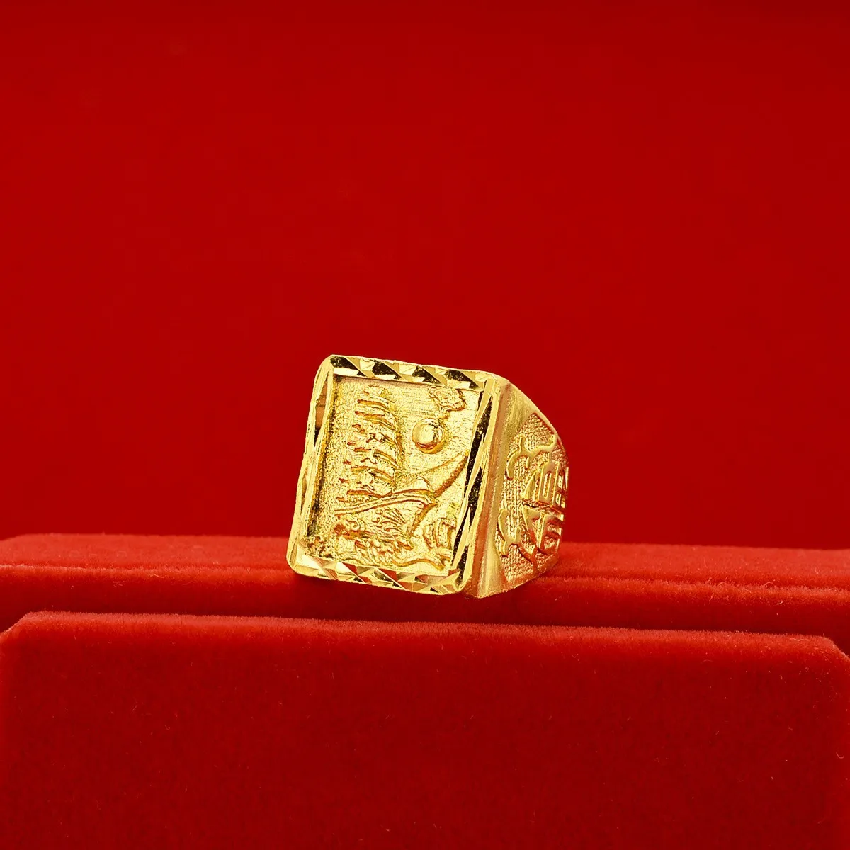 Бутиковое золотое кольцо AU999 из чистого золота 24 карата мужское большое с