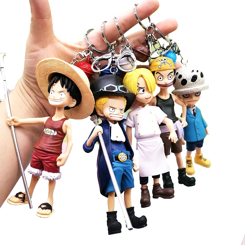 

8 pcs One Piece Figure 4/5 Childhood Luffy Ace Sauron Sanji Saab Model Action Decoration Figure Model Collection Toys keychain