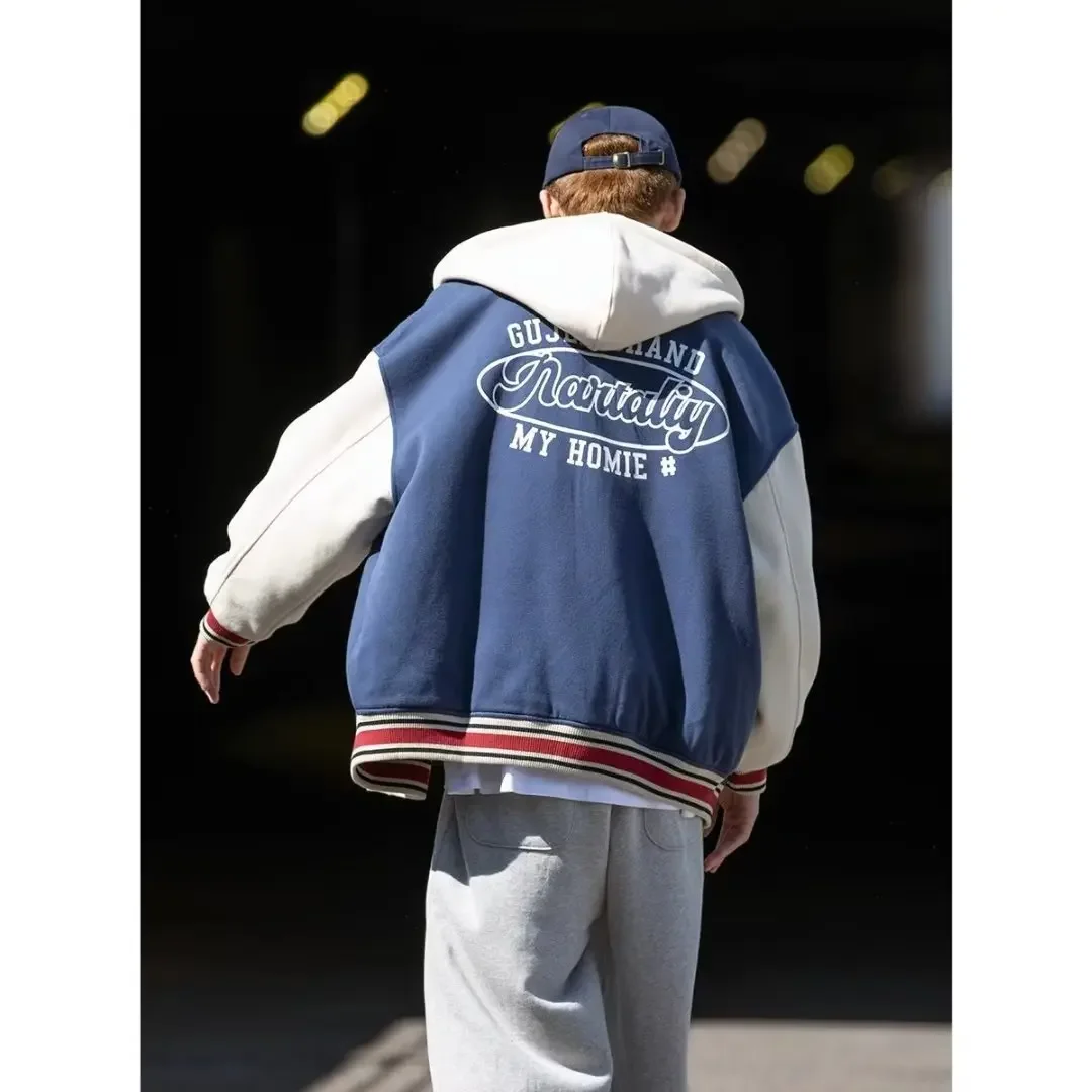 Модная мужская бейсбольная куртка с цветными блоками свободная повседневная