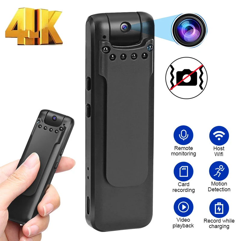 

4K Mini Camera Anti-Shake Portable Digital Video Recorder Body Camera Motion Night Vision Recorder Miniature Magnet Camcorder