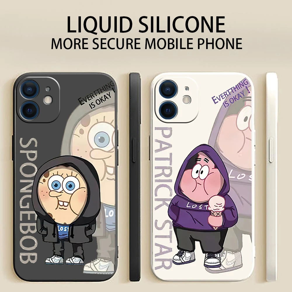 

Cute SpongeBob-Patrick-Star Case For iPhone 12 13 Pro MAX Mini 11 Pro MAX XS 6 6S 7 8 Plus XS MAX Silicone Unisex Cover Funda