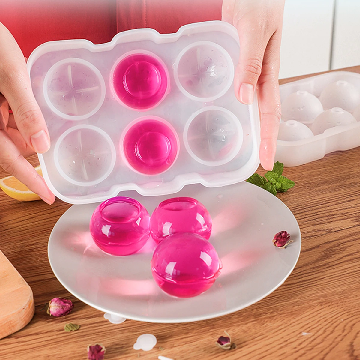 Силиконовая ледяная решетка 6 отверстий зеркальная силиконовая с шариками