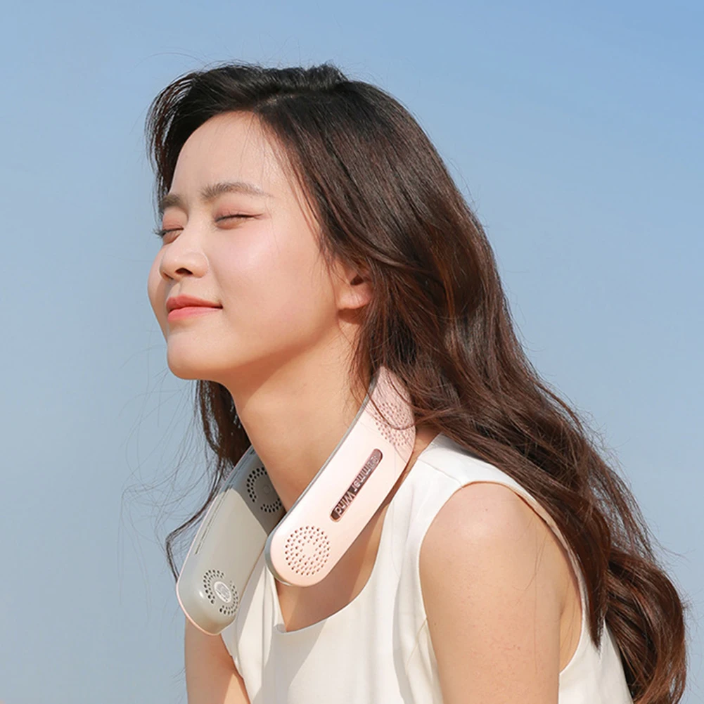 

Rechargeable Portable Neck Fan Electric Wireless Fan Mini Ventilador Cooling USB Bladeless Mute Fans for Outdoor Sports