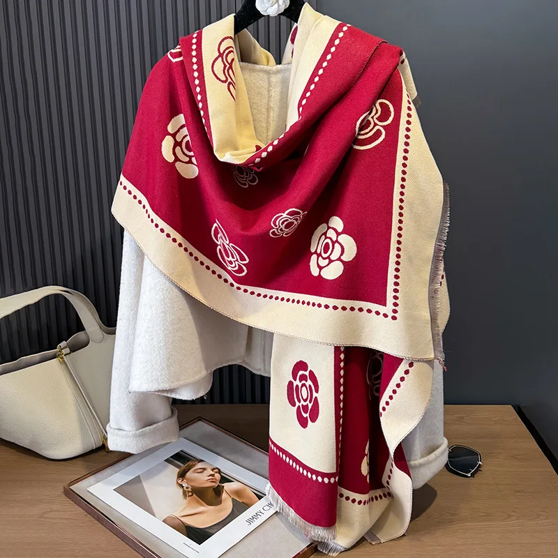 Осень-зима стильный и универсальный шарф пальто украшение теплый женский с