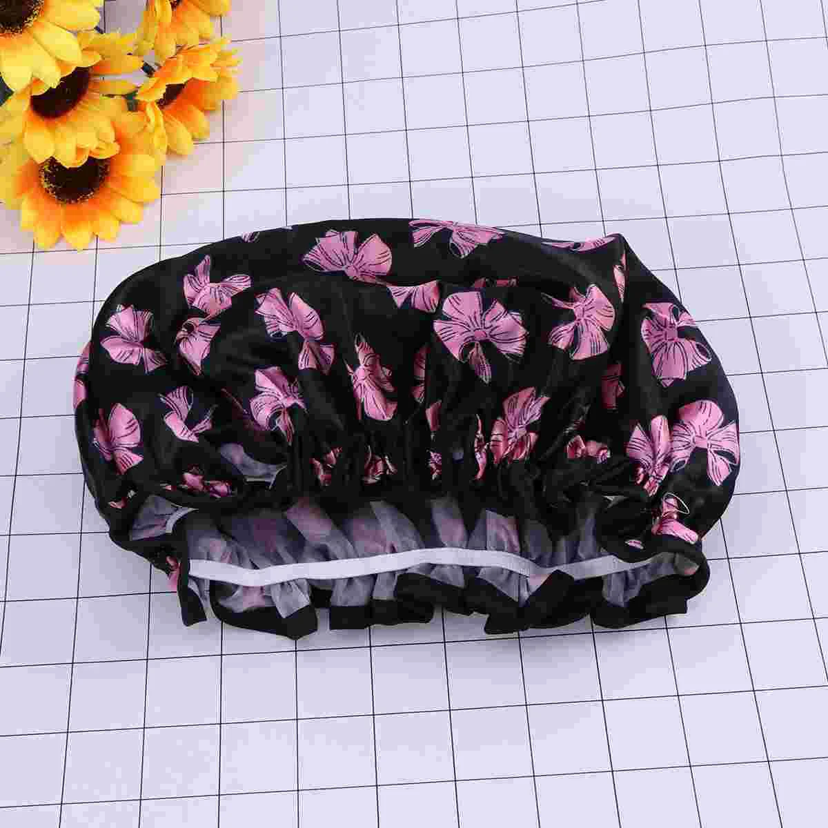 

2pcs Bath Hats Efficient Elastic Practical Hair Protector Bowknot for Bathroom