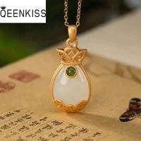 qeenkiss nc5245 fine jewelry wholesale fashion woman girl bride mother birthday wedding gift money bag jade 24kt gold necklace