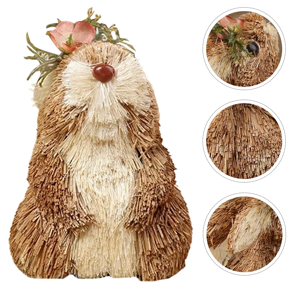 

Bunny Decor Statue Rabbit Outdoor Desktop Statues Home Easter Sisal Ornaments Creative Cute Model Bunnies Resin Craft