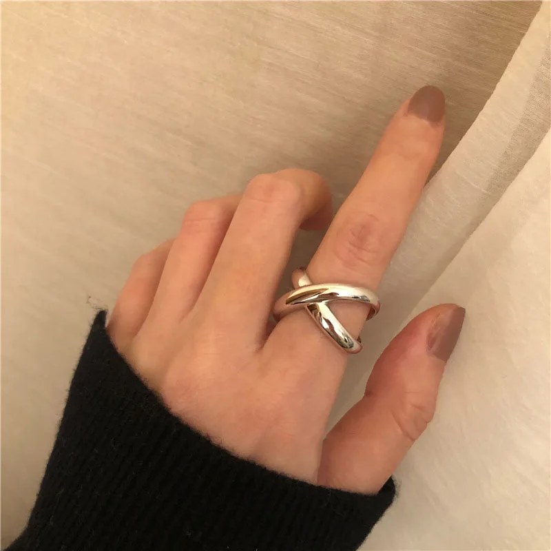 

Женское кольцо из нержавеющей стали, простое гладкое кольцо с крестом, элегантное крутое модное кольцо в корейском и японском стиле, ювелирные изделия