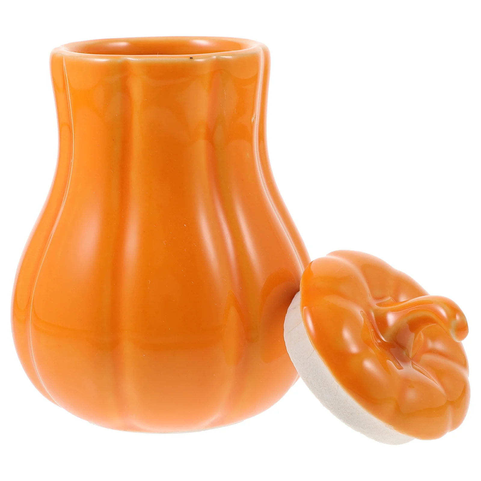 

Pumpkin Shaped Ceramic Tea Jar Ceramic Food Seal Canister Kitchen Canister Multipurpose Canister with Lid