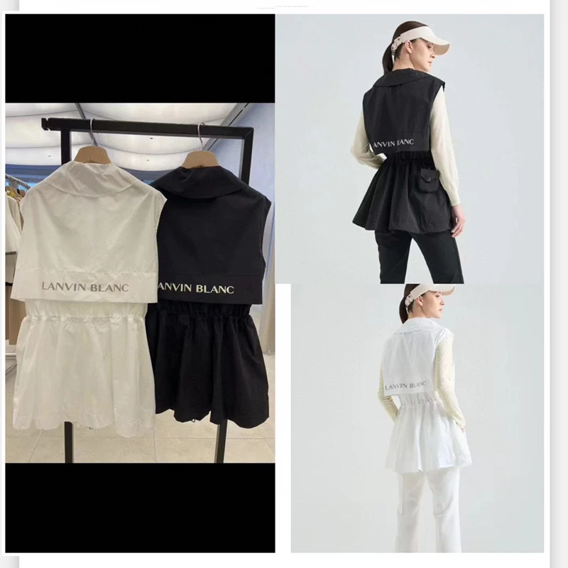 

23 New Fall Golf Clothing Women's Sleeveless Vest Vest Waterproof Drawstring Waist High Neck Zipper Coat