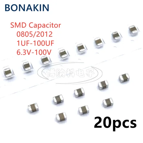 20 шт. SMD конденсаторы 0805 1 мкФ - 100 мкФ 6.3В - 100В X7R X5R