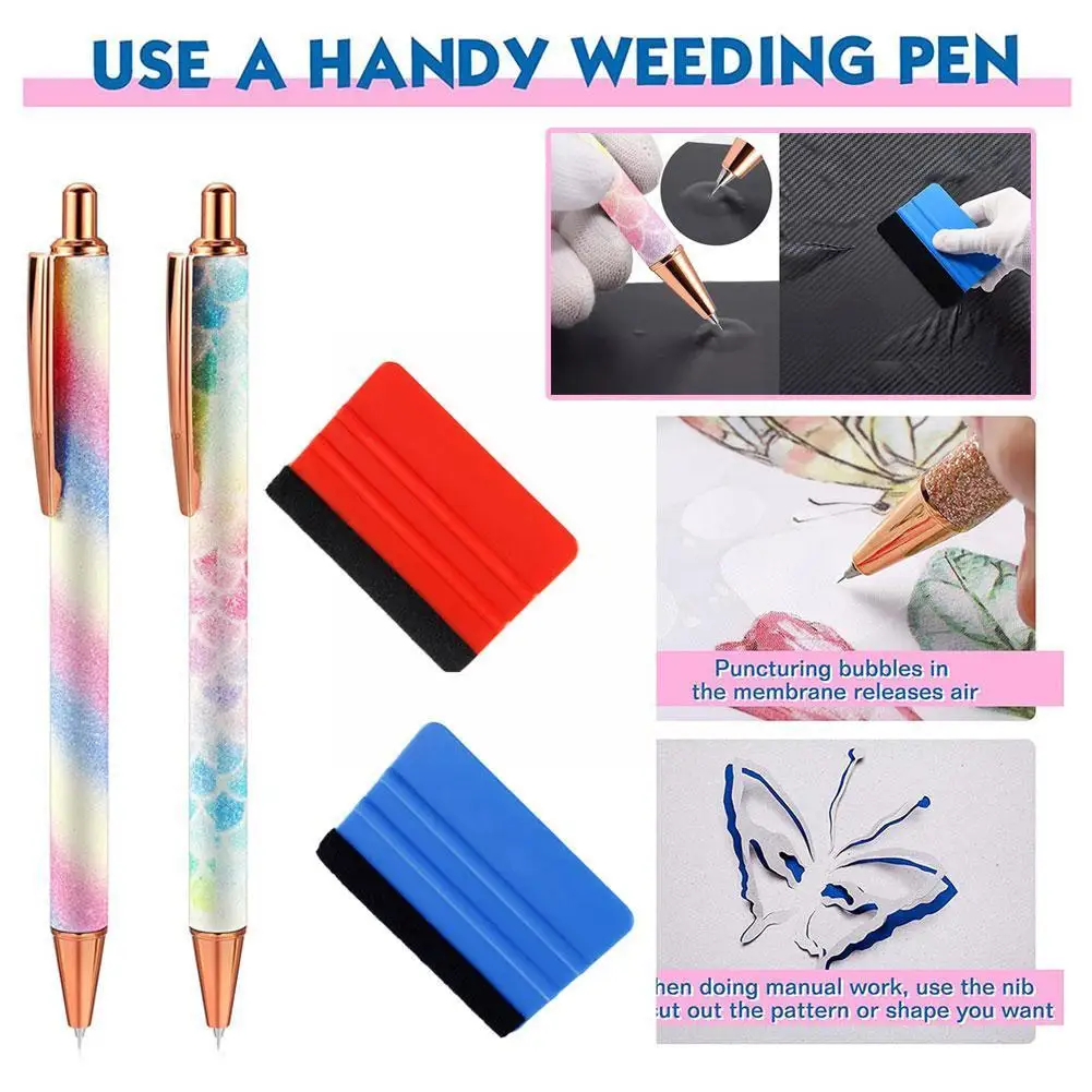 

Weeding Tools For Vinyl Craft Vinyl Weeding Pen Point Retractable Pin Pen Air Release Pen Glitter Weeding Pen With Squeegee N0p5