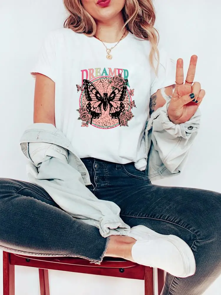 

Butterfly Lovely Cute 90s Tee Women Clothing Cartoon Fashion Lady Print Summer Tshirt Casual T-Shirt Graphic T Top