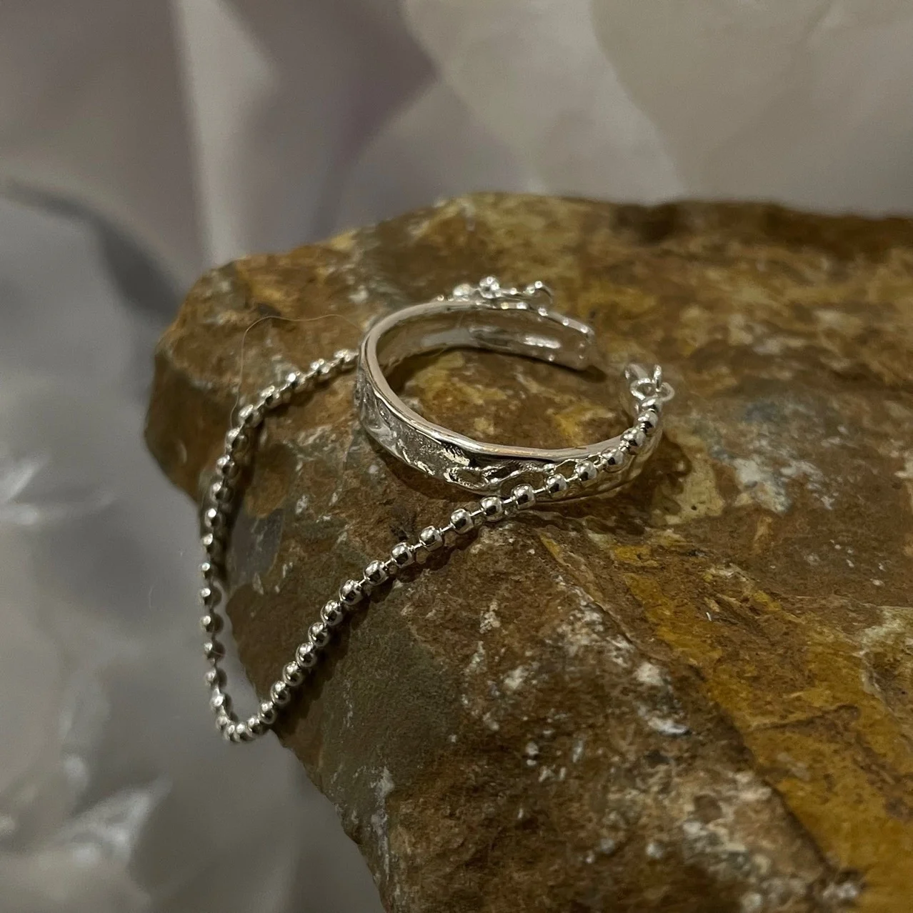 

G New Simple Chain Texture Sensory Cool Style Fashion Personalized Trend Sweet Double Layer Ring I5-5