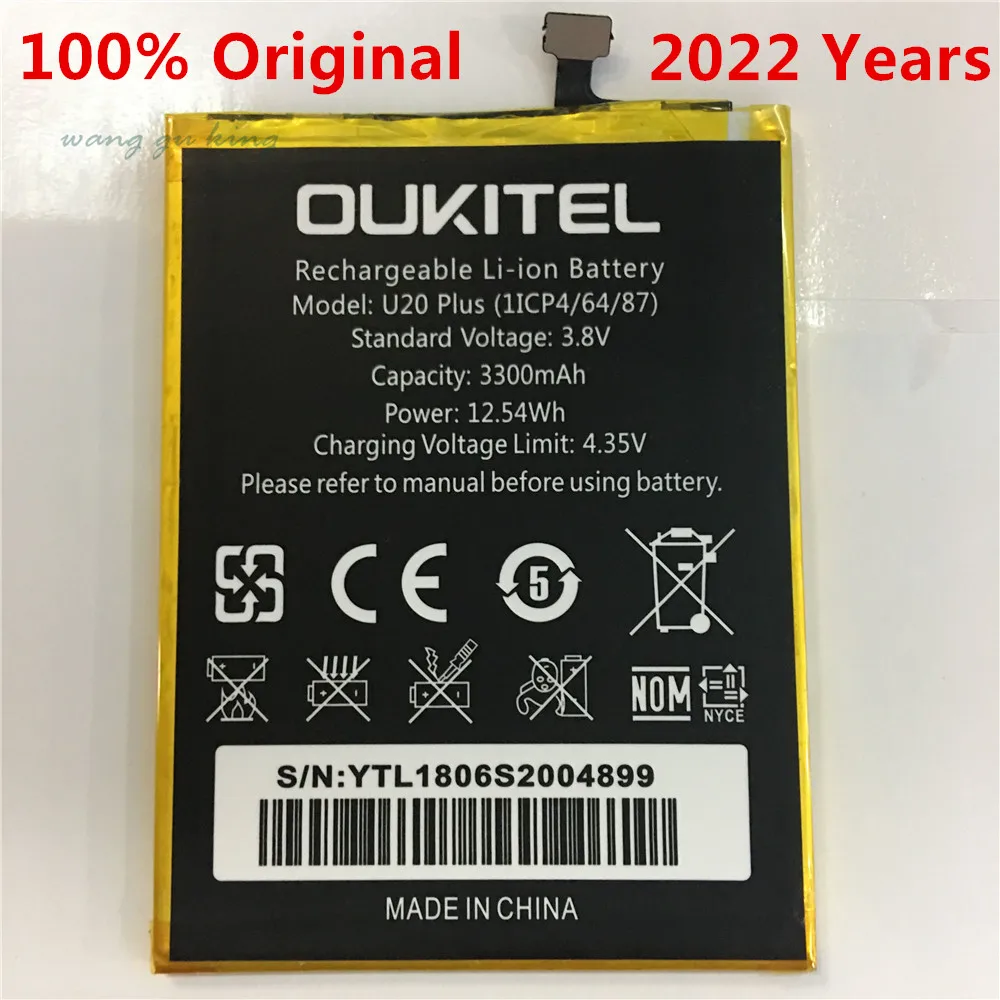 

100% Original Oukitel U20 Plus Battery Replacement New High Quality Capacity 3300mAh Battery for Oukitel U20 Plus