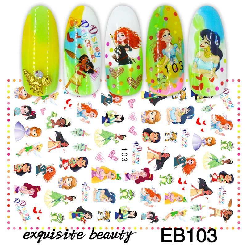 

1PCS Brave Disney Nail Stickers Cartoon Moana Nail Art Sticker Princess Frozen 3D Handmade DIY Disney Nail Art Sticker Decals
