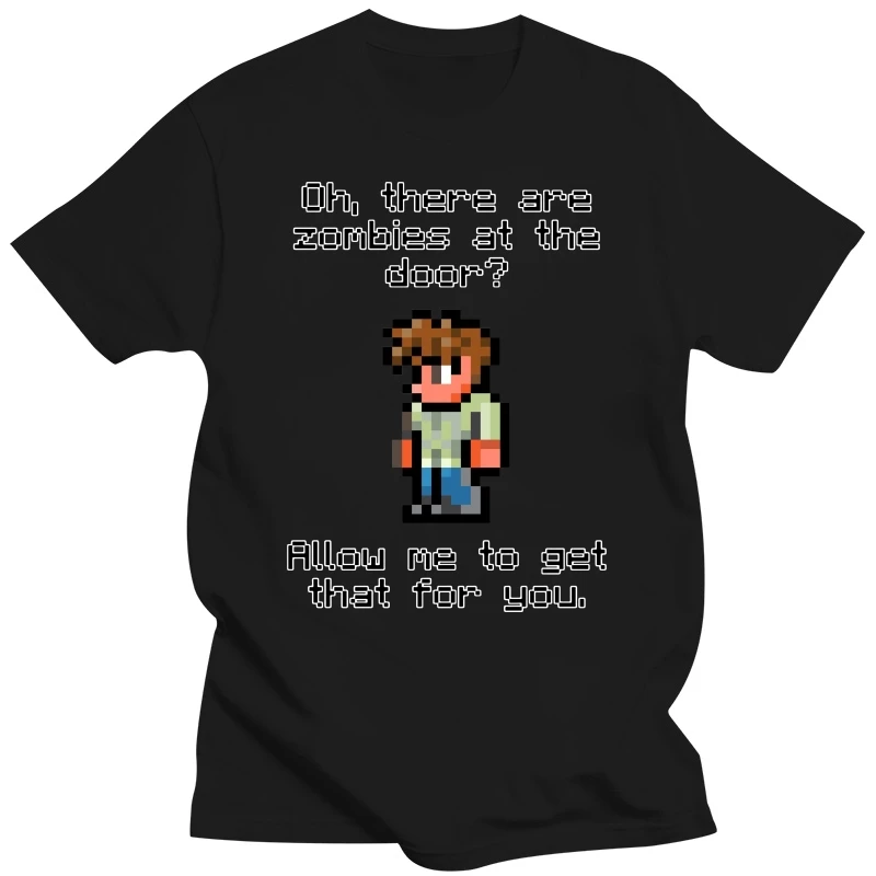 Terraria T Shirt Guide Likes Zombies T-Shirt Cute Print Tee Shirt Men Short-Sleeve Streetwear Cotton Tshirt
