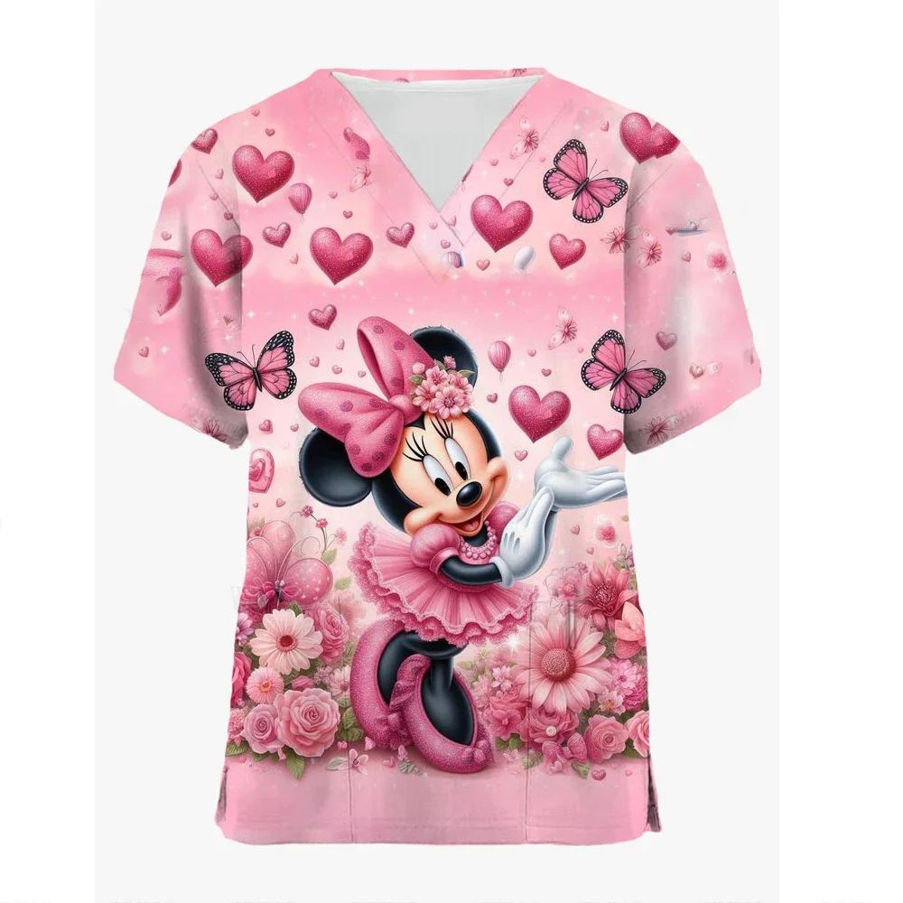 Женские футболки с принтом банта Диснея и Минни медицинская униформа для