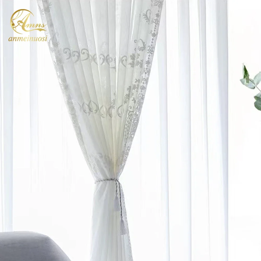 Элегантная оконная занавеска дверная вязаная с благородными цветами