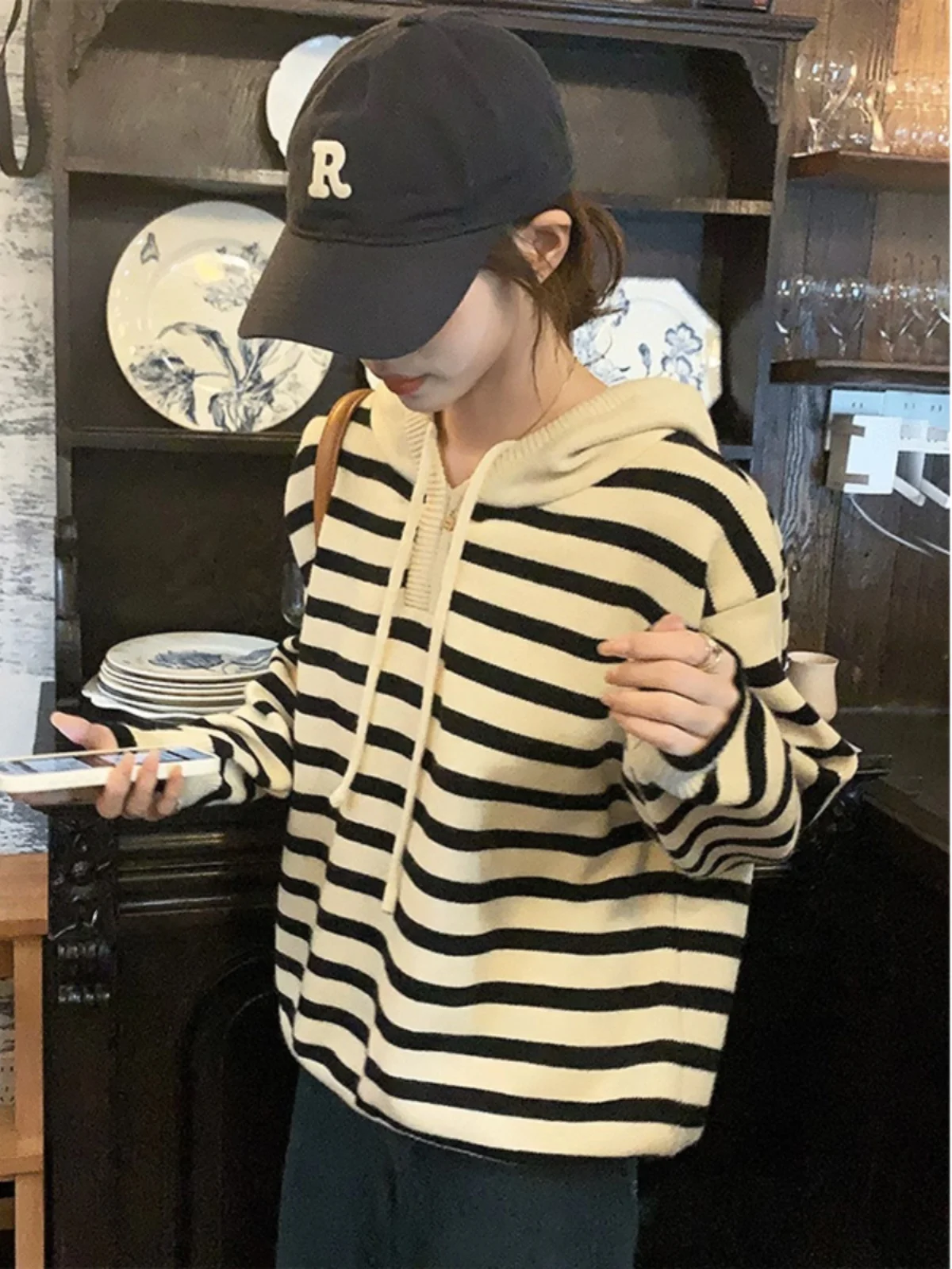 Свитер с капюшоном женский осенне-зимний свитер 2024 новая корейская серия