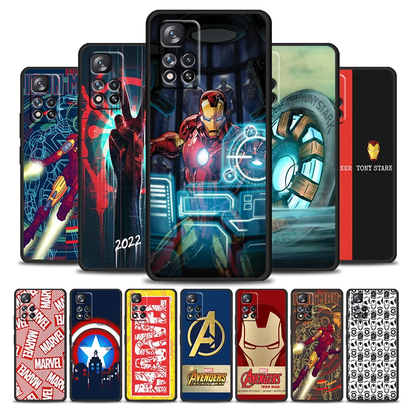 

Marvel Avengers Iron Man For Xiaomi Redmi Note 11 10 11T 10S 9 9S 8 7 5G 4G Silicone Soft TPU Black Phone Case Coque Capa Cover