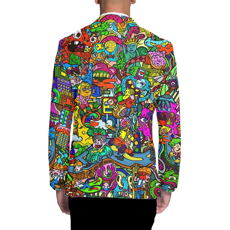 Костюм куртки с рисунком граффити мужской удлиненный летний |