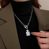 new fashion personality geometric diamond no 5 perfume bottle necklace female temperament all match clavicle chain
