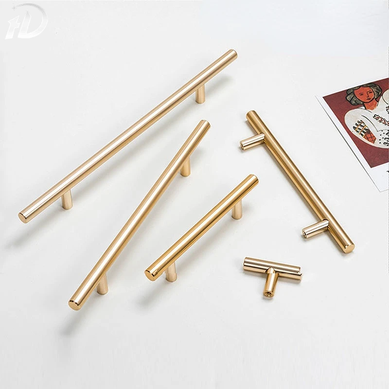 

Golden Handle Stainless Steel Kitchen Cabinet Door Knob Furniture Drawer Pull Hardware Pulls T Bar Handle