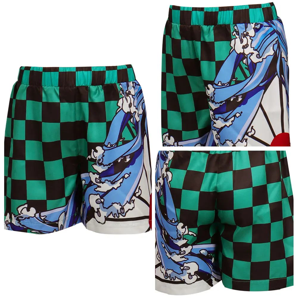 

Anime Demon Slayer Kamado Tanjiro Cosplay Costume Pants Summer Beach Shorts Outfits Boys Men Adult Halloween Carnival Party Suit
