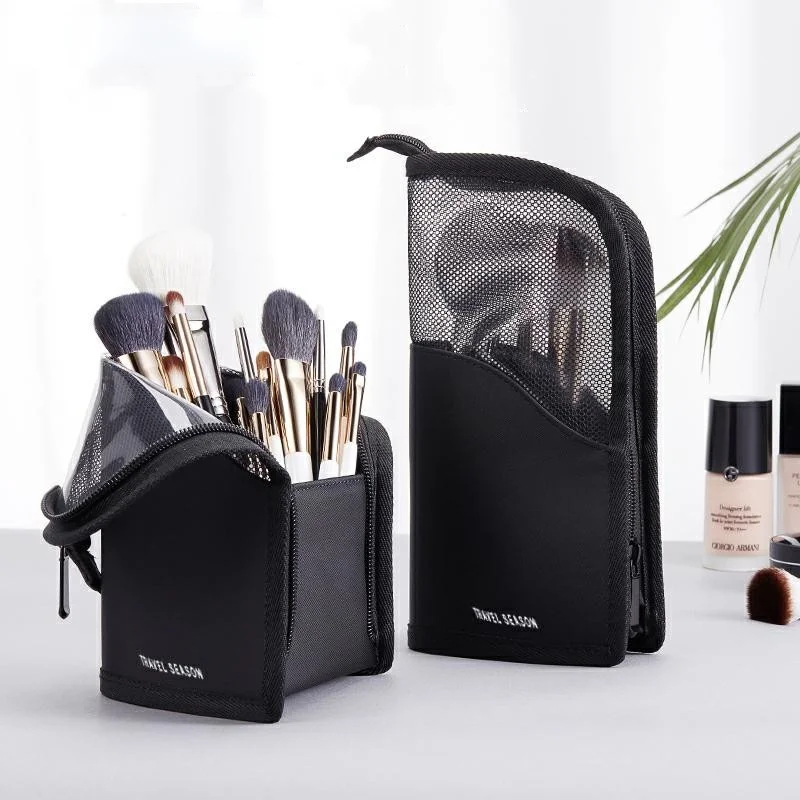 

1 Pc Stand Cosmetic Bag for Women Clear Zipper Makeup Bag Travel Female Makeup Brush Holder Organizer Toiletry Bag