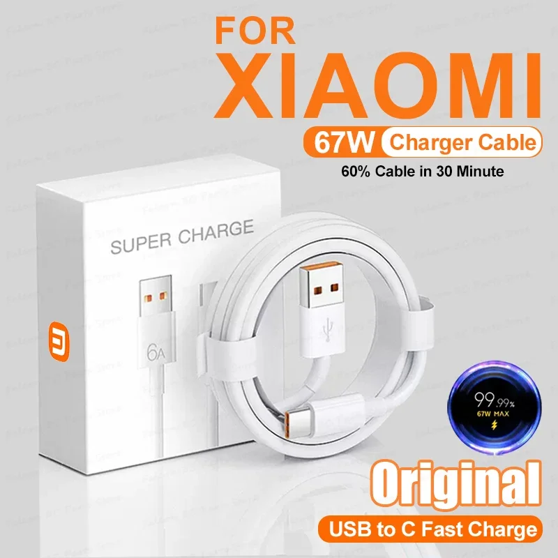 Кабель USB Type-C для Xiaomi PD3.0 67 Вт 6A зарядный кабель Mi 11 12T 13 Ultra Redmi Note 9 10 POCO X5 Pro