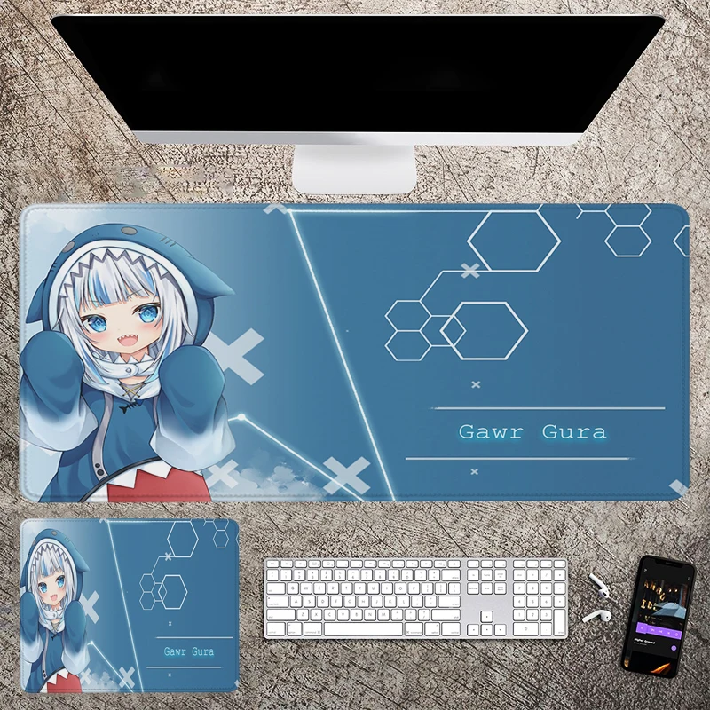 

Игровые коврики Gawr Gura для клавиатуры, компьютерный игровой коврик, Настольный коврик Xxl, большой скоростной коврик для мыши, Настольный коврик