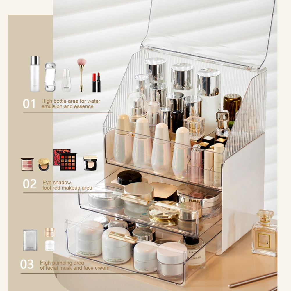 1 шт. большая вместительная коробка для приема косметики пылезащитный бытовой