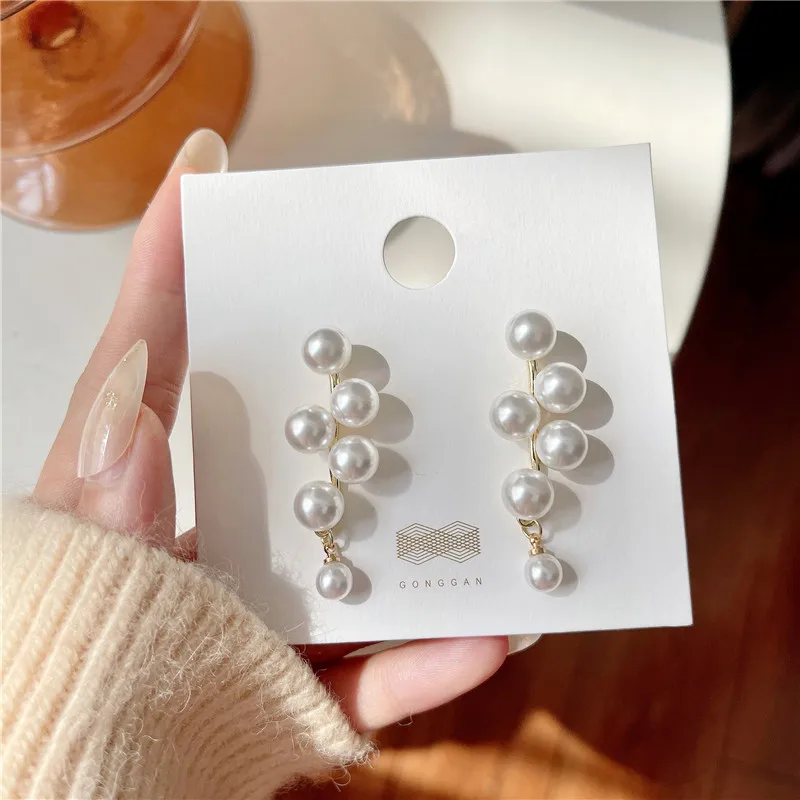 

Fairy Simulated-pearls Tassel Vintage Clip on Earrings Aesthetic Korean Earrings