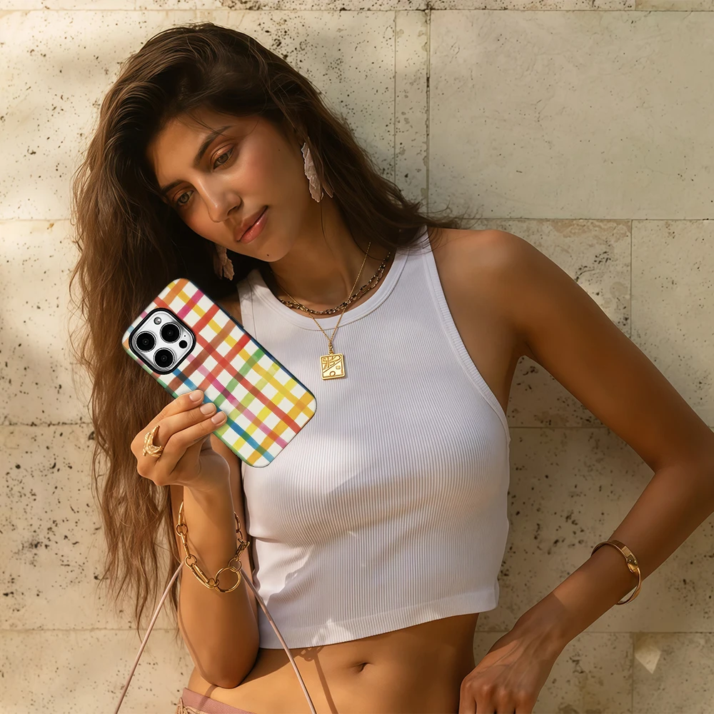 Фото Чехол для телефона iPhone 17, 16, 15, 14, 13, 12, 11 X XS XR XSMAX 7 8 Air Pro Max Plus Роскошная двухслойная задняя крышка с радужной сеткой и рисунком №3