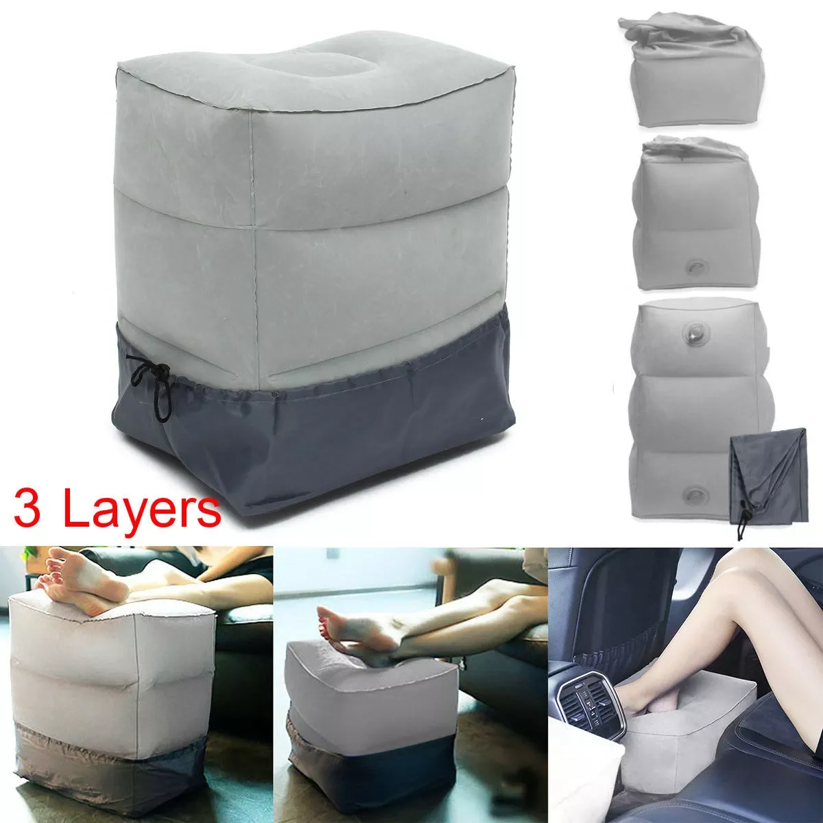 

2022Useful Inflatable Portable Travel Footrest Pillow Plane Train Kids Bed Foot Rest Pad
