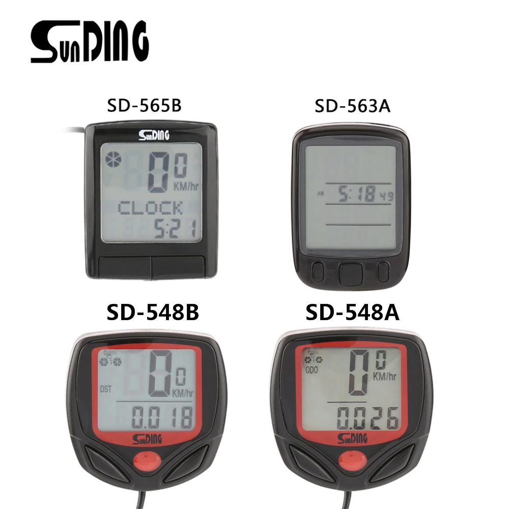 

SUNDING Multifunctional Bicycle Computer Wired Odometer Stopwatch Waterproof Mini Digital LCD Speedometer Tracker 4 kinds