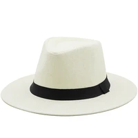 fashion summer women men straw sun hat with wide brim panama hat for beach fedora jazz hat size 56 58cm