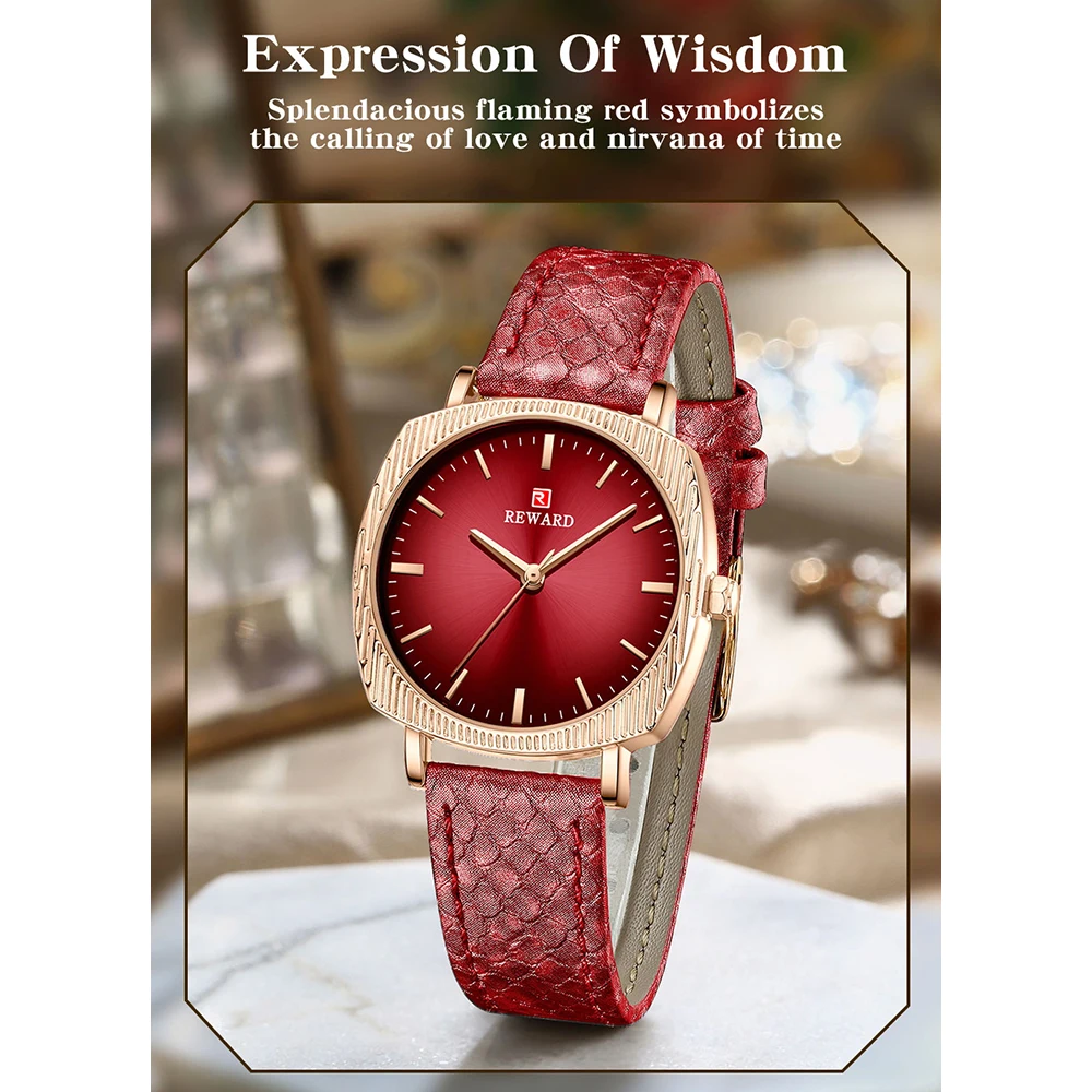 2022 Women Watches Snake Pattern Genuine Leather Fashion Red Ladies Quartz Watch Strap Simple Female Wristwatches enlarge