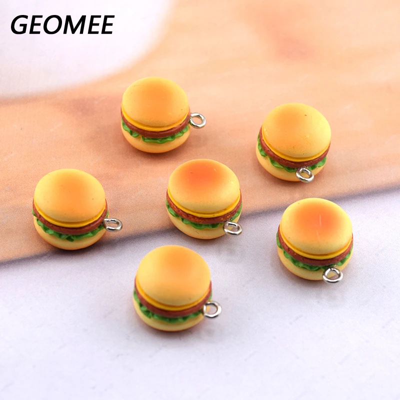 6 шт. 3D маленькие шармы из гамбургера имитация еда подвеска аксессуары сделай сам