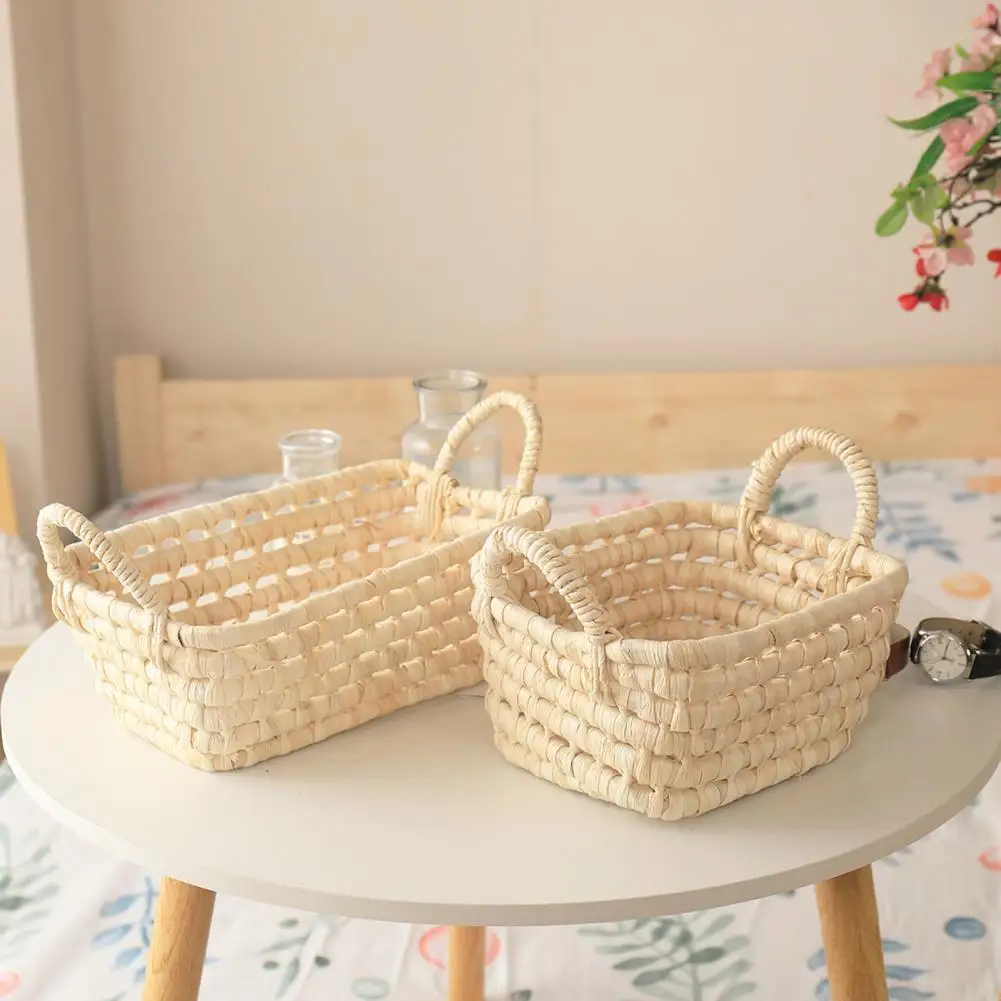 

Storage Basket Multifunctional Hand-woven Braid Fabric Decorative Sundries Organizer Home Storage Organization