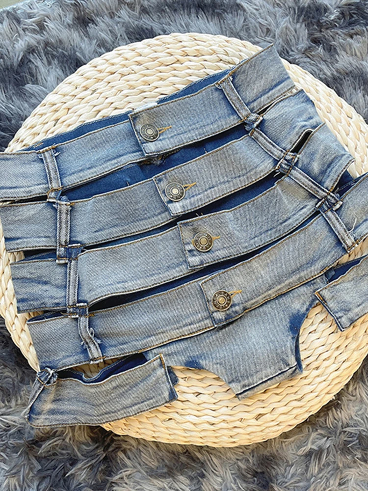 Women's summer 2023 new thin spring characters loose holes wearing hot pants and high waist denim shorts