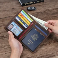 men passport cover genuine leather casual travel wallet passport case holder slim male purse card bag document pouch clutch