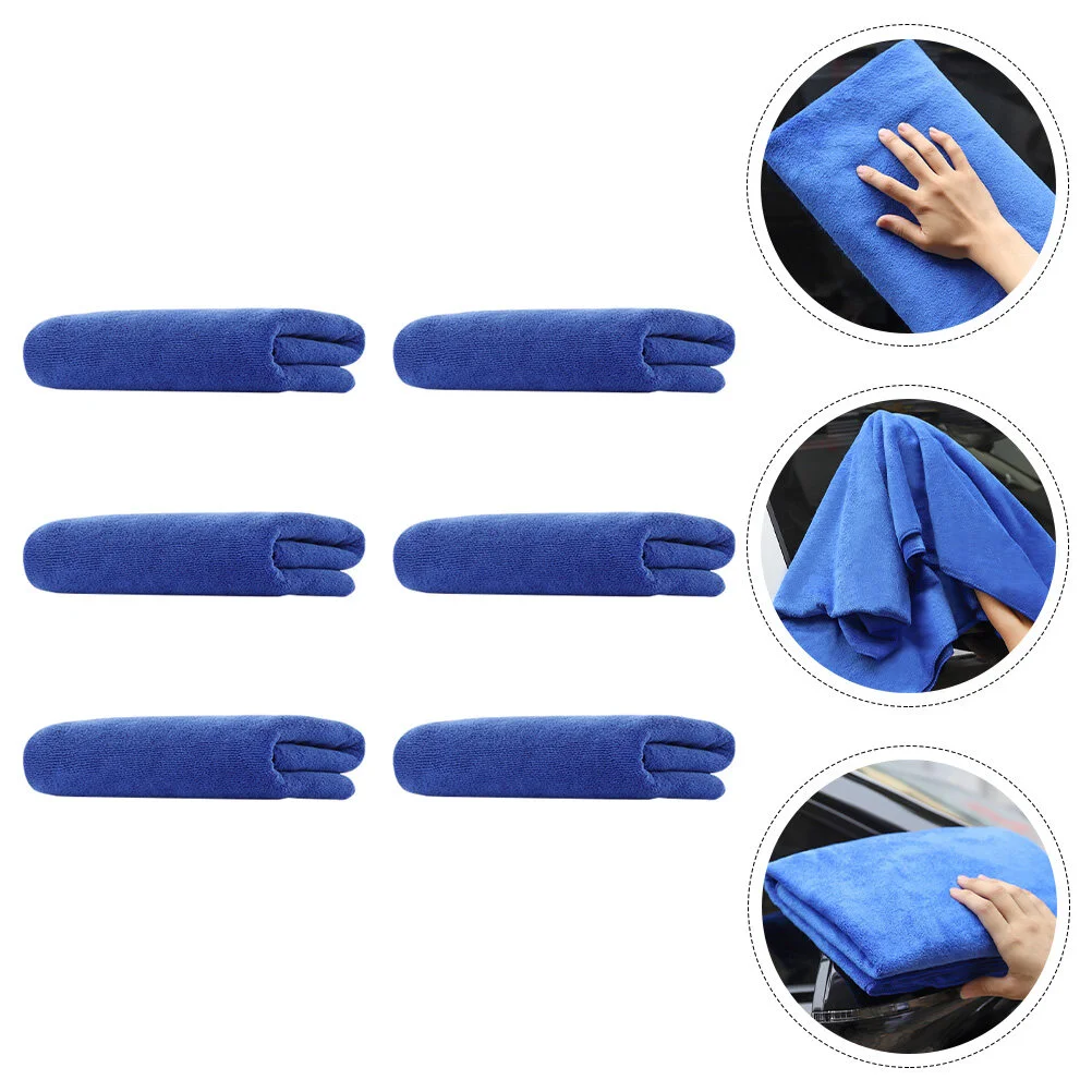 

6 Pcs Car Wash Towel Microfiber Dryer Travel Towels Cleaning Accessories Superfine Washing Water Absorbing Hair Car accessory