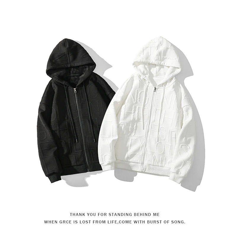 Мужские куртки с капюшоном 3D тиснением и надписью модные тренды в японском стиле