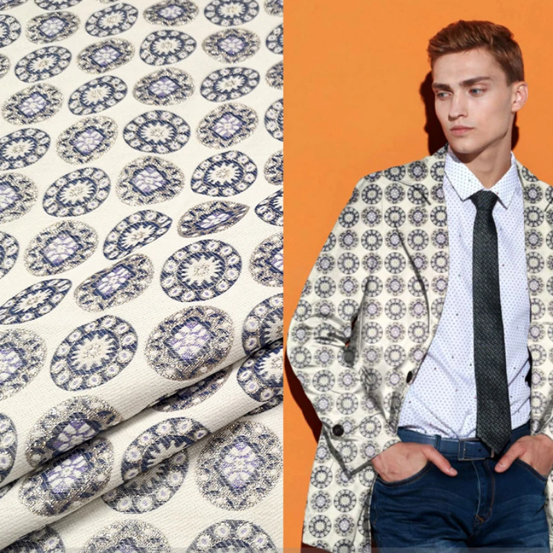 

Jacquard Fabric Gold Polka Dot Dress Trench Coat Coat Clothing Stiff Fabrics Diy Sewing Fashion Design Wholesale Cloth by Meter