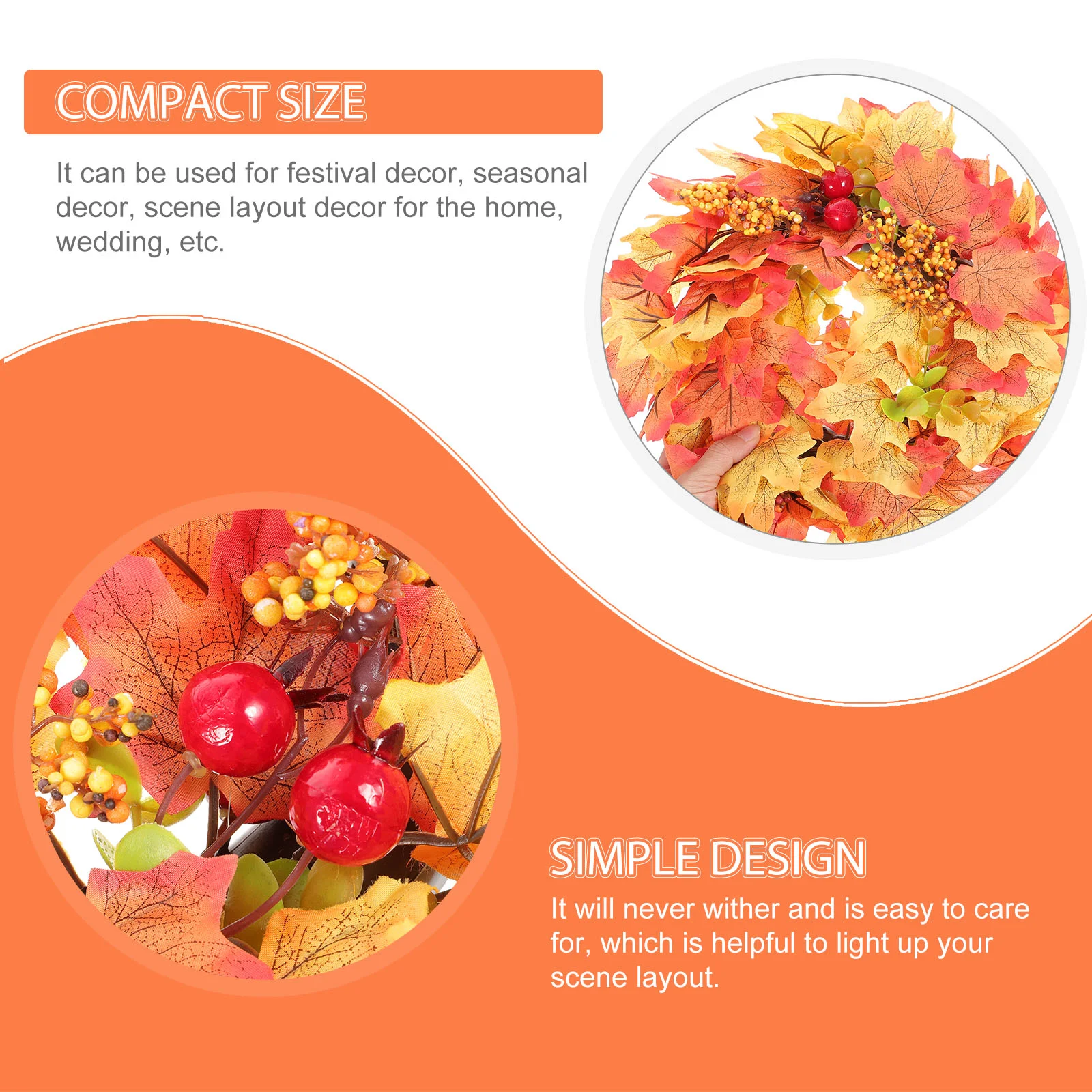 

Wreath Autumn Door Fall Artificial Wreaths Thanksgiving Leaf Hanging Leaves Garland Decor Pendantfront Welcome Festival