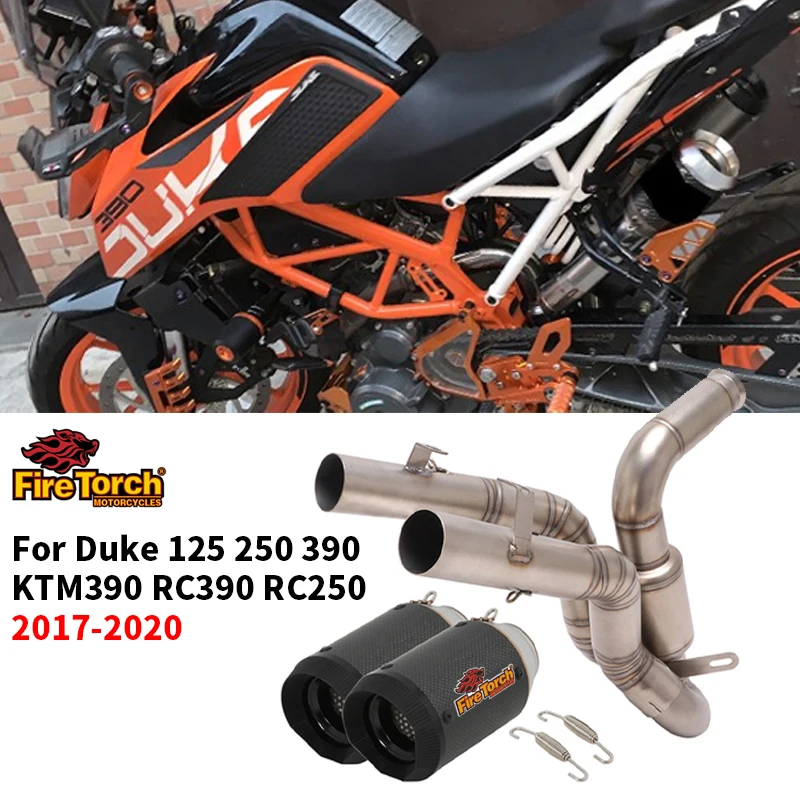 

For Duke 125 250 390 KTM390 RC390 RC250 2017-2020 Motorcycle Exhaust Escape Moto System Mid Link Pipe High Position With Muffler